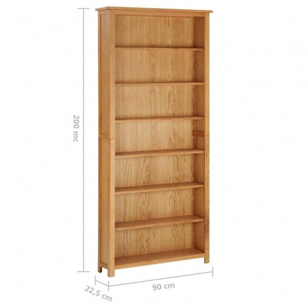 7-tier Bookcase 90x22.5x200 Cm Solid Oak Wood Image 6