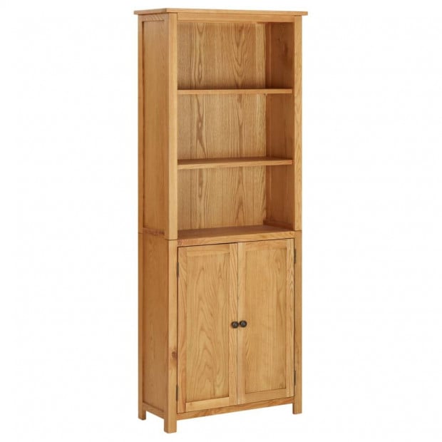 Bookcase With 2 Doors 90x30x200cm Solid Oak Wood