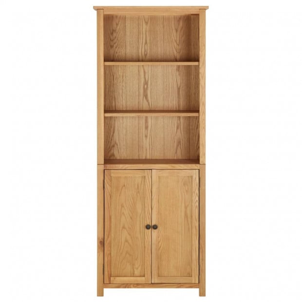 Bookcase With 2 Doors 90x30x200cm Solid Oak Wood Image 2