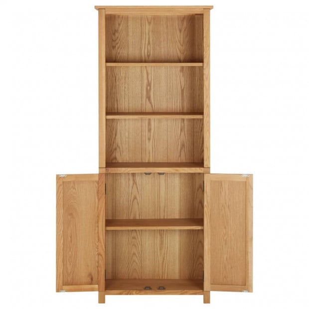 Bookcase With 2 Doors 90x30x200cm Solid Oak Wood Image 3