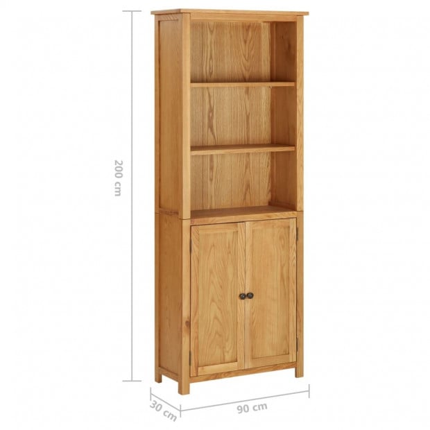 Bookcase With 2 Doors 90x30x200cm Solid Oak Wood Image 7