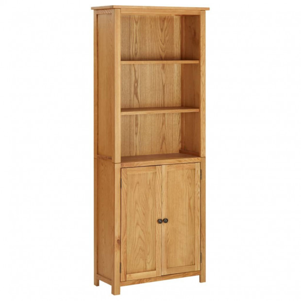 Bookcase With 2 Doors 70x30x180cm Solid Oak Wood
