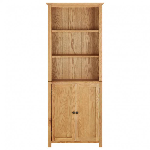 Bookcase With 2 Doors 70x30x180cm Solid Oak Wood Image 2