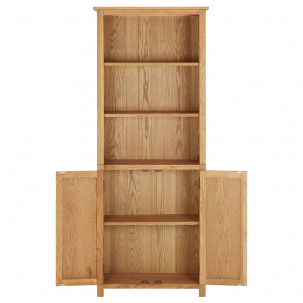 Bookcase With 2 Doors 70x30x180cm Solid Oak Wood Image 3