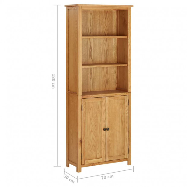 Bookcase With 2 Doors 70x30x180cm Solid Oak Wood Image 7