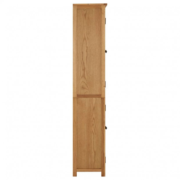 Bookcase With 4 Doors 80x35x180 Cm Solid Oak Wood And Glass Image 4