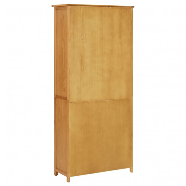 Bookcase With 4 Doors 80x35x180 Cm Solid Oak Wood And Glass Image 5