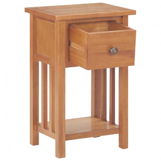 Magazine Bedside Table With Drawer 35x27x55cm Solid Oak Wood Image 2