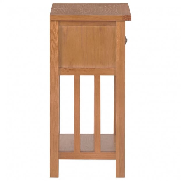 Magazine Bedside Table With Drawer 35x27x55cm Solid Oak Wood Image 4