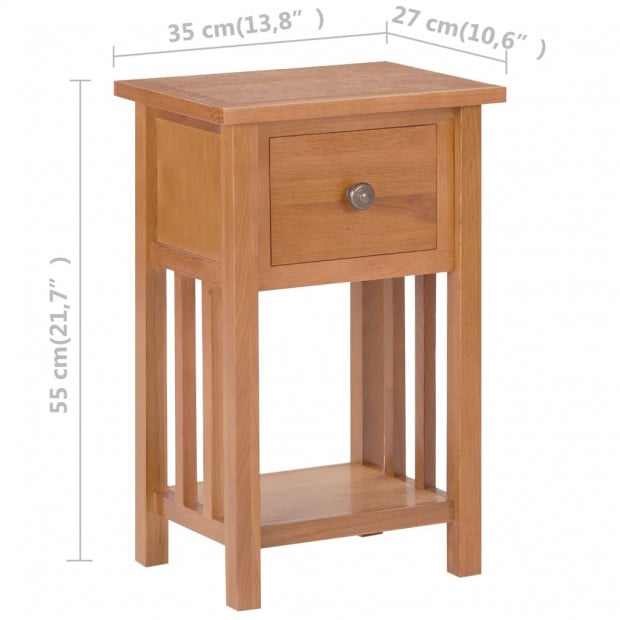 Magazine Bedside Table With Drawer 35x27x55cm Solid Oak Wood Image 9