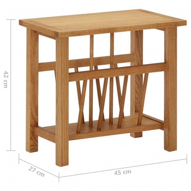 Magazine Table 45x27x42cm Solid Oak Wood Image 6