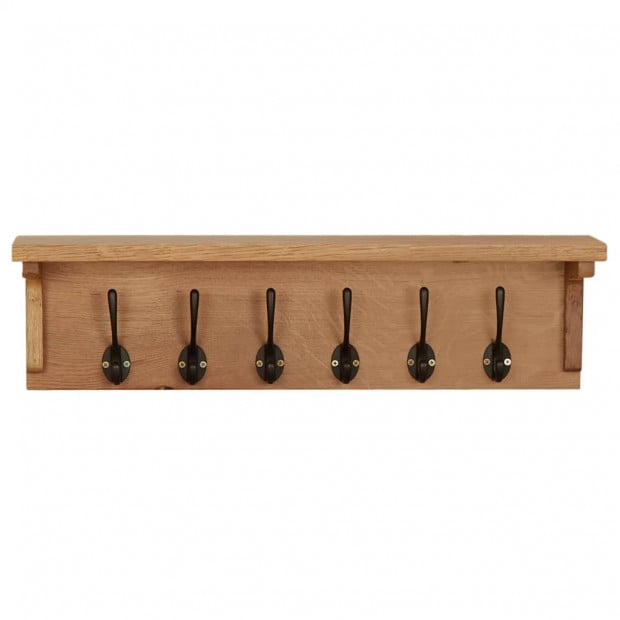 Coat Rack 60x16x16cm Solid Oak Wood Image 2