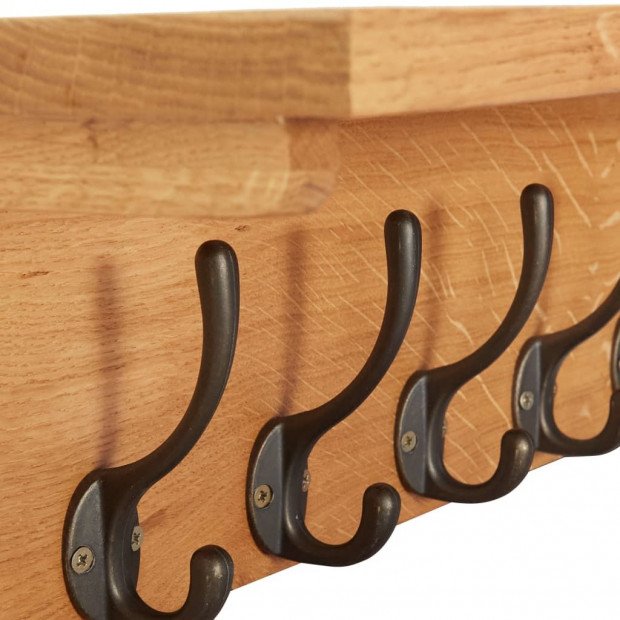 Coat Rack 60x16x16cm Solid Oak Wood Image 6