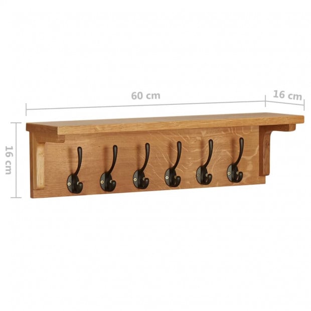 Coat Rack 60x16x16cm Solid Oak Wood Image 7