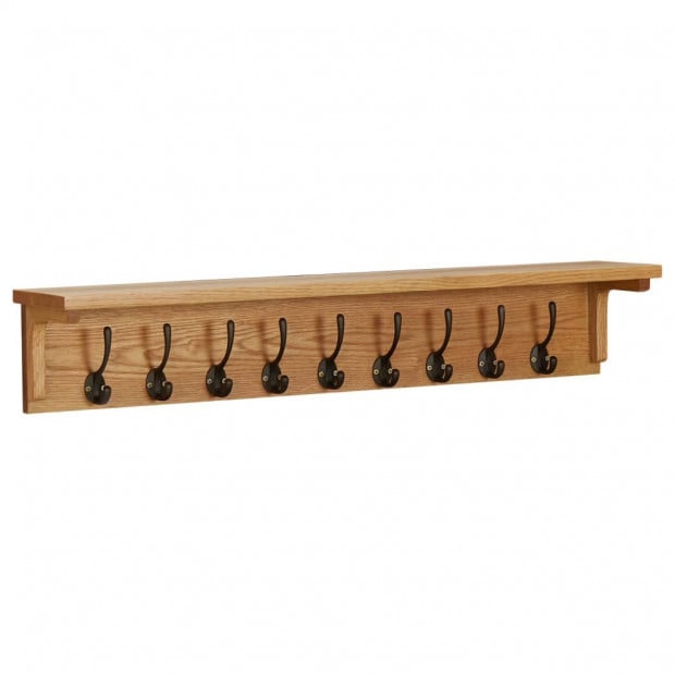 Coat Rack 90x16x16cm Solid Oak Wood