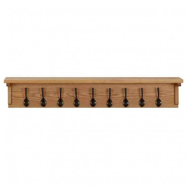 Coat Rack 90x16x16cm Solid Oak Wood Image 2