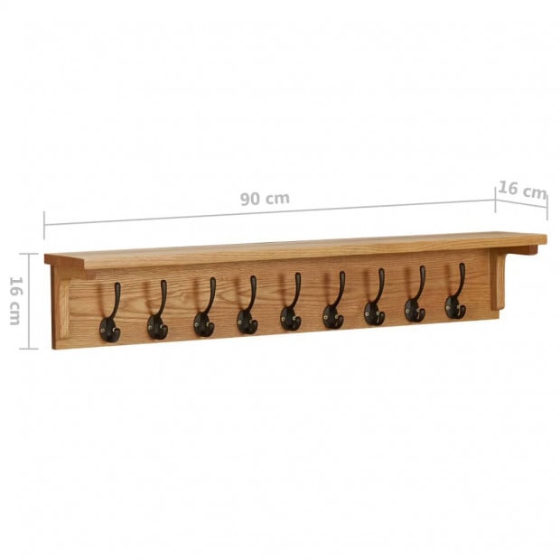 Coat Rack 90x16x16cm Solid Oak Wood Image 7