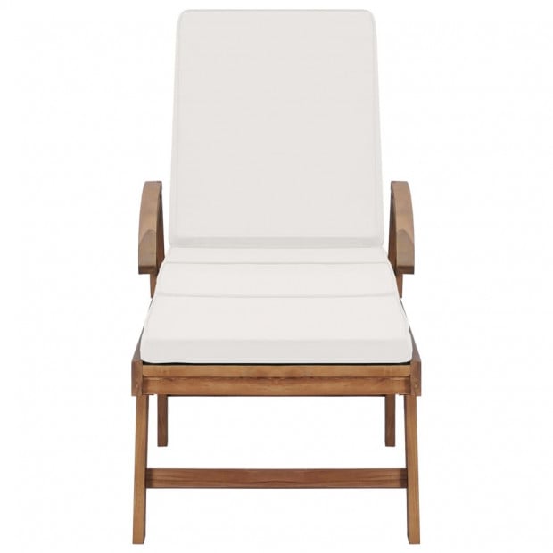 Sun Loungers With Cushions 2 Pcs Solid Teak Wood Cream Image 3