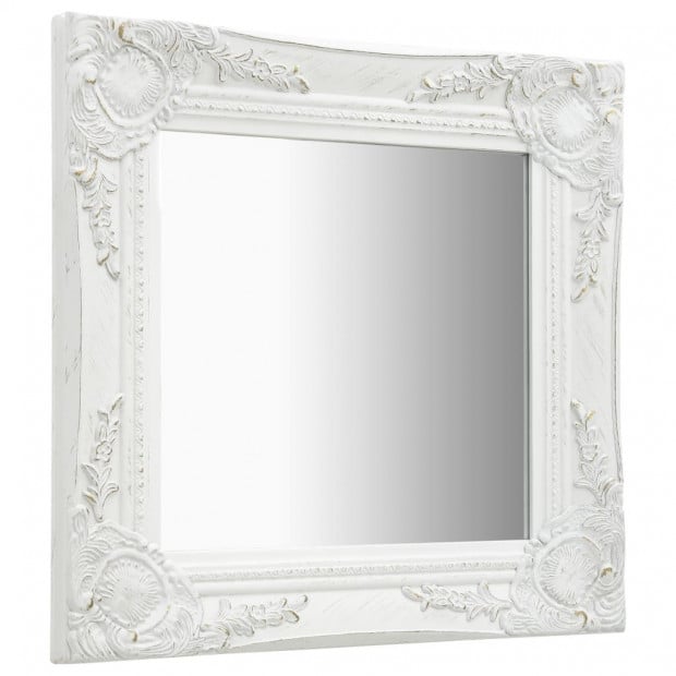 Wall Mirror Baroque Style 40x40cm White