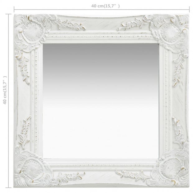 Wall Mirror Baroque Style 40x40cm White Image 4