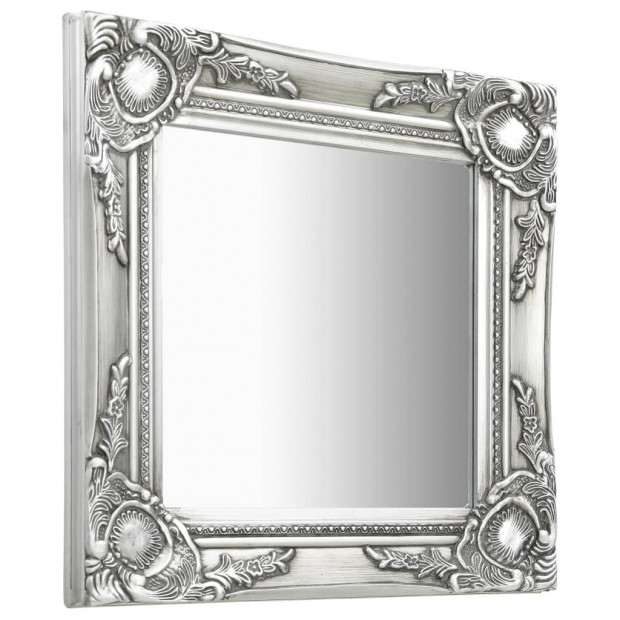 Wall Mirror Baroque Style 40x40cm Silver Image 2