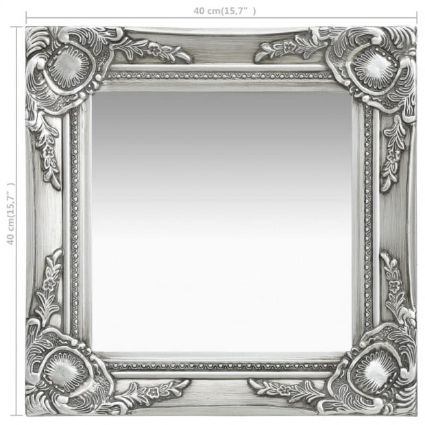 Wall Mirror Baroque Style 40x40cm Silver Image 5