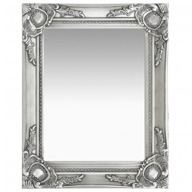 Wall Mirror Baroque Style 50x40cm Silver Image 2