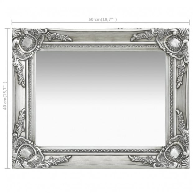 Wall Mirror Baroque Style 50x40cm Silver Image 6