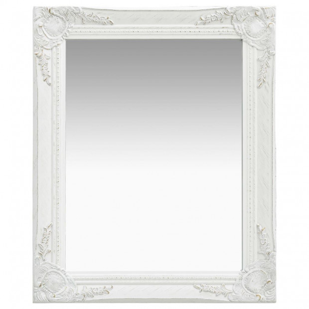 Wall Mirror Baroque Style 50x60cm White
