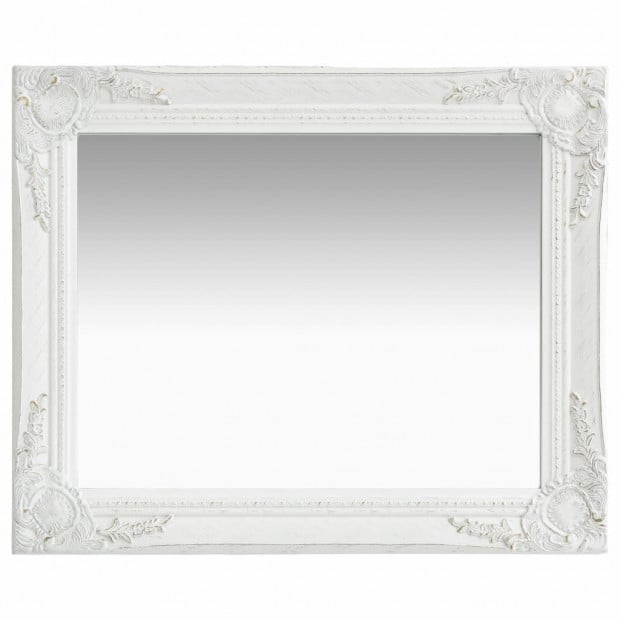 Wall Mirror Baroque Style 50x60cm White Image 2