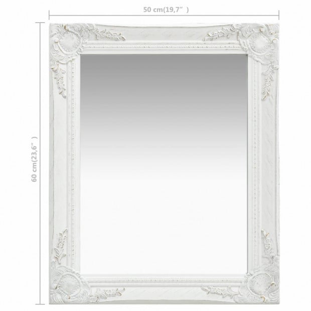 Wall Mirror Baroque Style 50x60cm White Image 6
