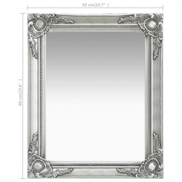Wall Mirror Baroque Style 50x60 Cm Silver Image 6