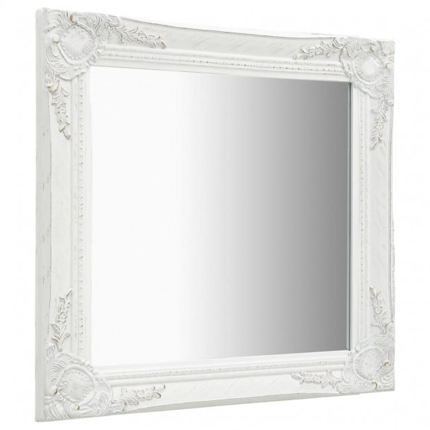 Wall Mirror Baroque Style 60x60 Cm White Image 2