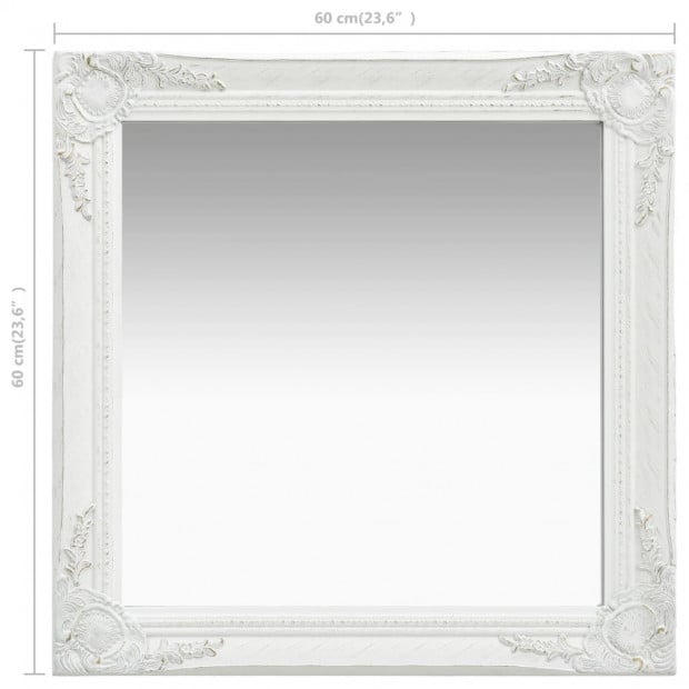 Wall Mirror Baroque Style 60x60 Cm White Image 5