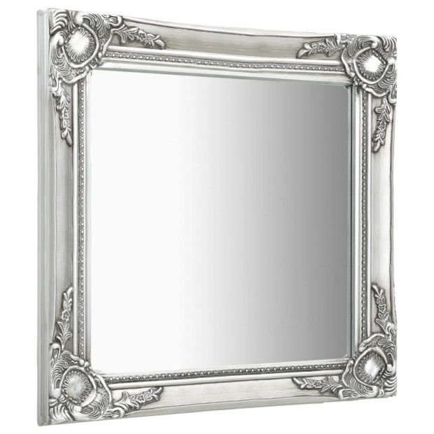 Wall Mirror Baroque Style 60x60 Cm Silver Image 2