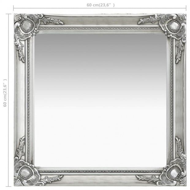 Wall Mirror Baroque Style 60x60 Cm Silver Image 5
