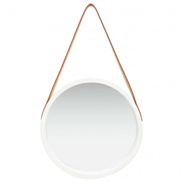 Wall Mirror With Strap 40 Cm White Image 2