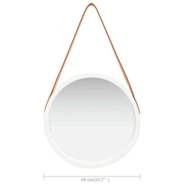 Wall Mirror With Strap 40 Cm White Image 6