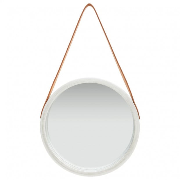 Wall Mirror With Strap 40cm Silver Image 2