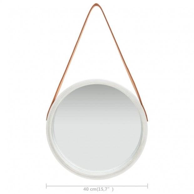 Wall Mirror With Strap 40cm Silver Image 6