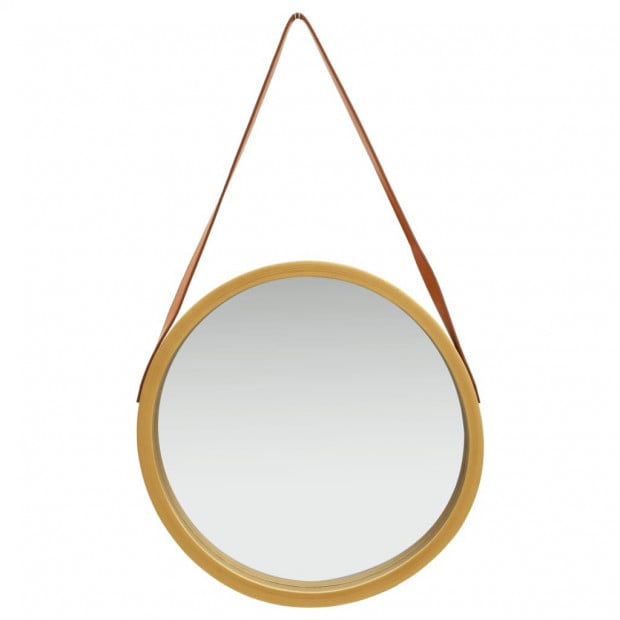 Wall Mirror With Strap 50cm Gold Image 2