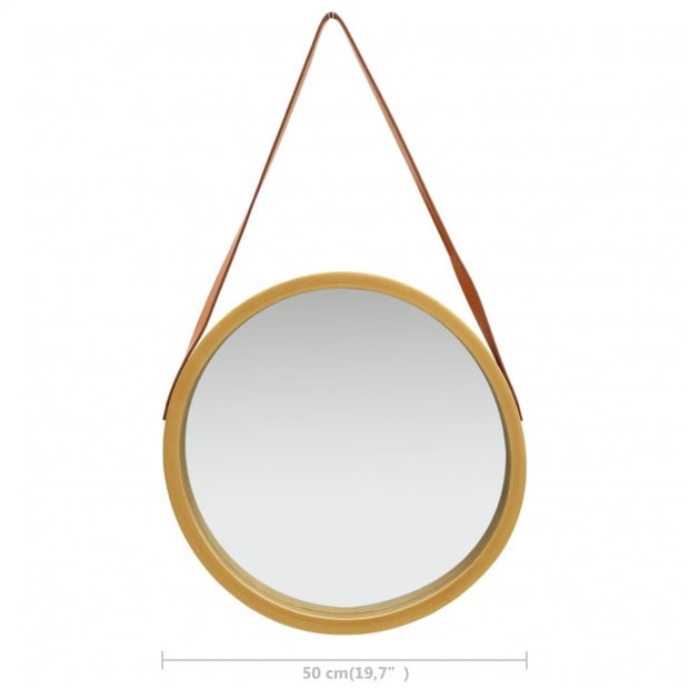 Wall Mirror With Strap 50cm Gold Image 6