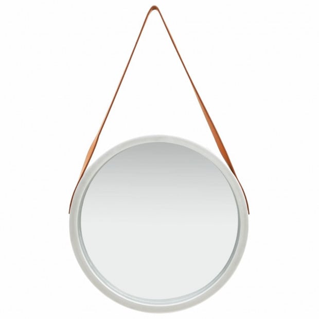 Wall Mirror With Strap 50cm Silver Image 2