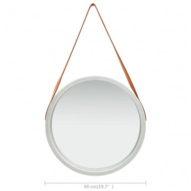 Wall Mirror With Strap 50cm Silver Image 6