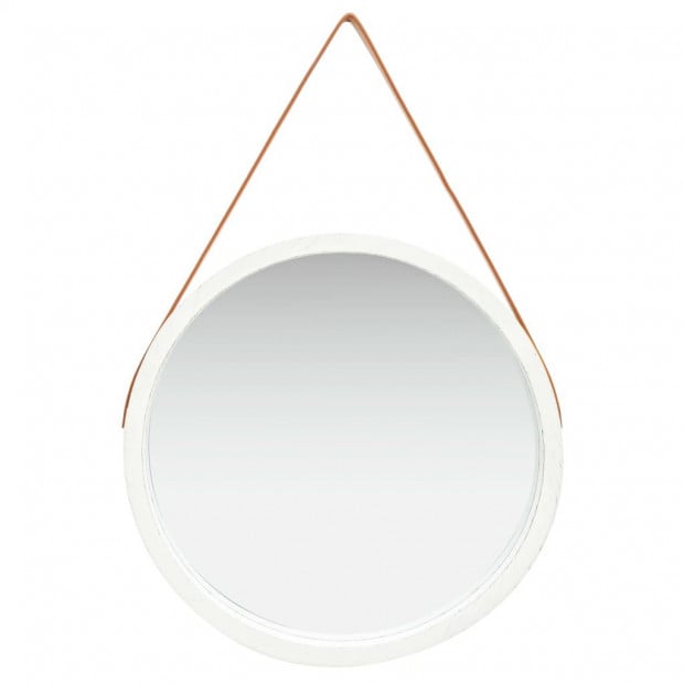 Wall Mirror With Strap 60cm White