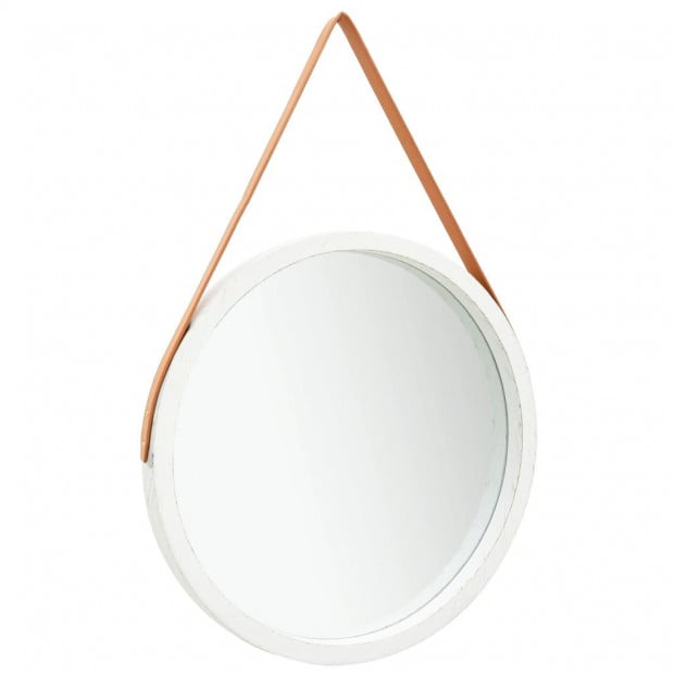 Wall Mirror With Strap 60cm White Image 2