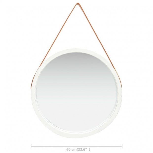 Wall Mirror With Strap 60cm White Image 6