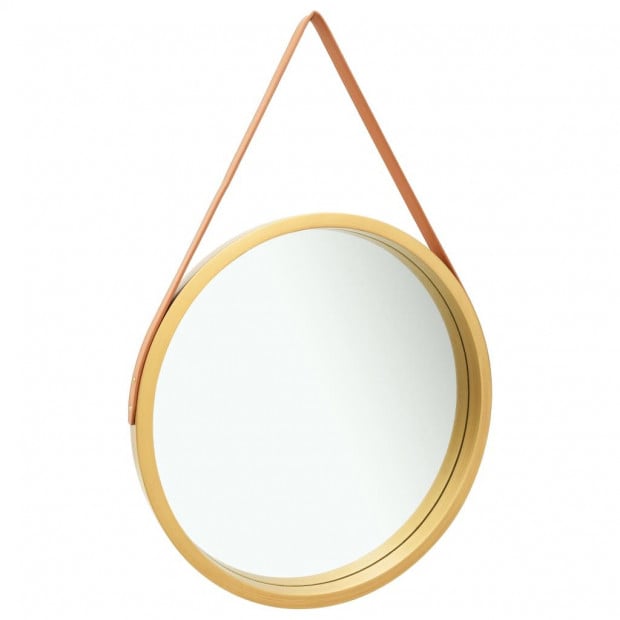 Wall Mirror With Strap 60cm Gold Image 2