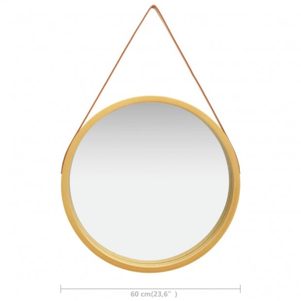 Wall Mirror With Strap 60cm Gold Image 6