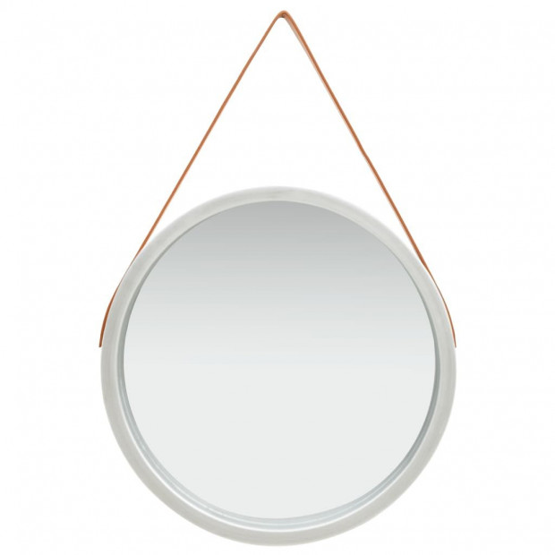 Wall Mirror With Strap 60cm Silver